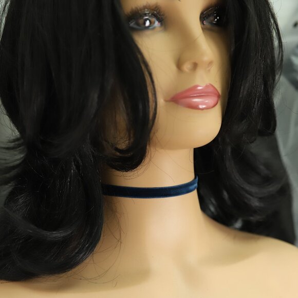 Blue Velvet Choker Adjustable Length Trendy Chokers (#30) - Picture 1 of 10